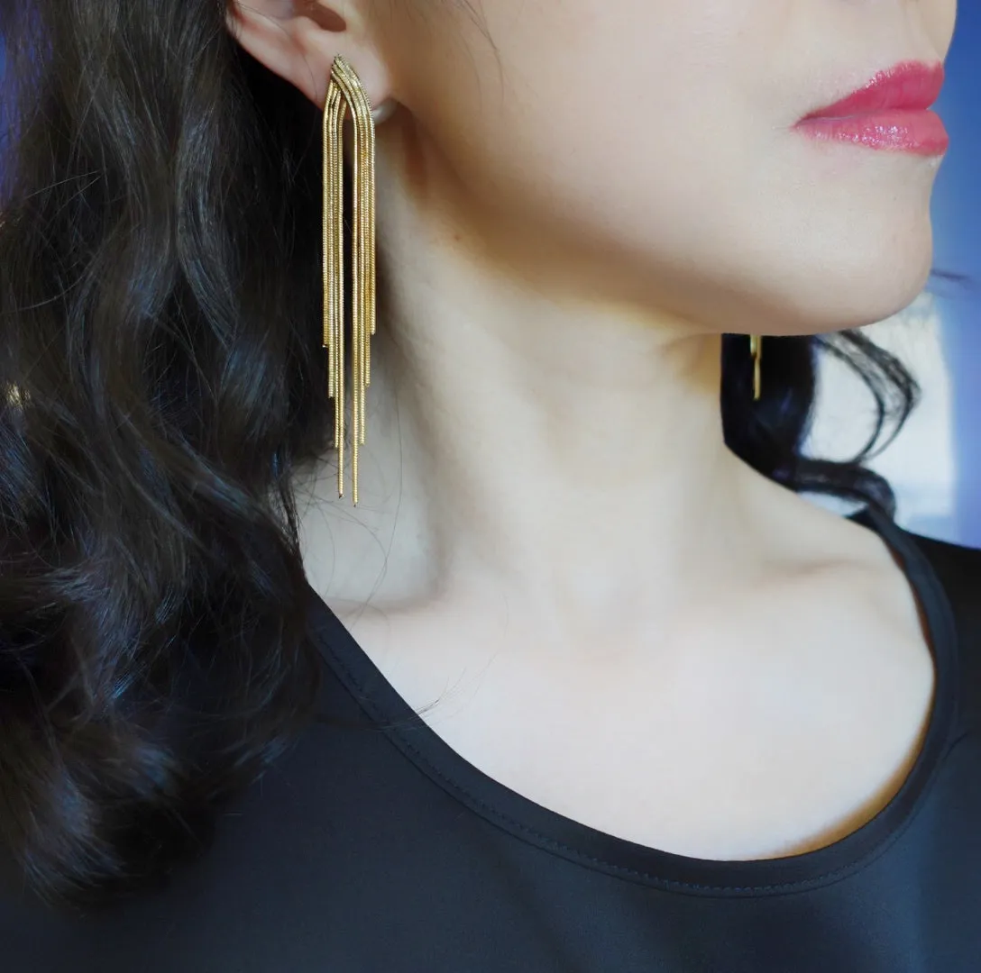 Tassel Stud Earrings with Faux Pearl Ear Nut