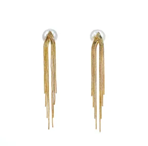 Tassel Stud Earrings with Faux Pearl Ear Nut