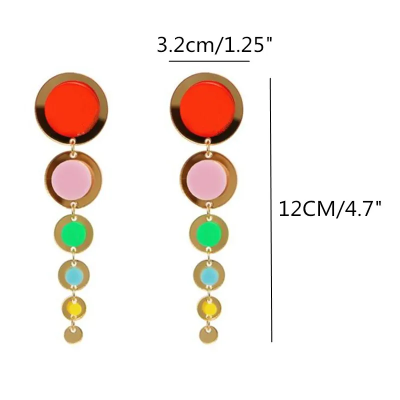 TEEK - Golden Colorful Round Tassel Drop Earrings