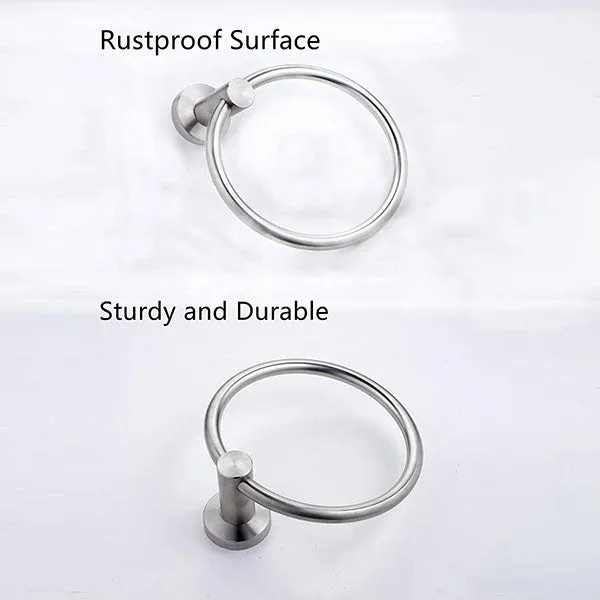 Towel Ring Brushed Nickel, Bath Hand Towel Ring Stainless Steel Round Towel Holder for Bathroom