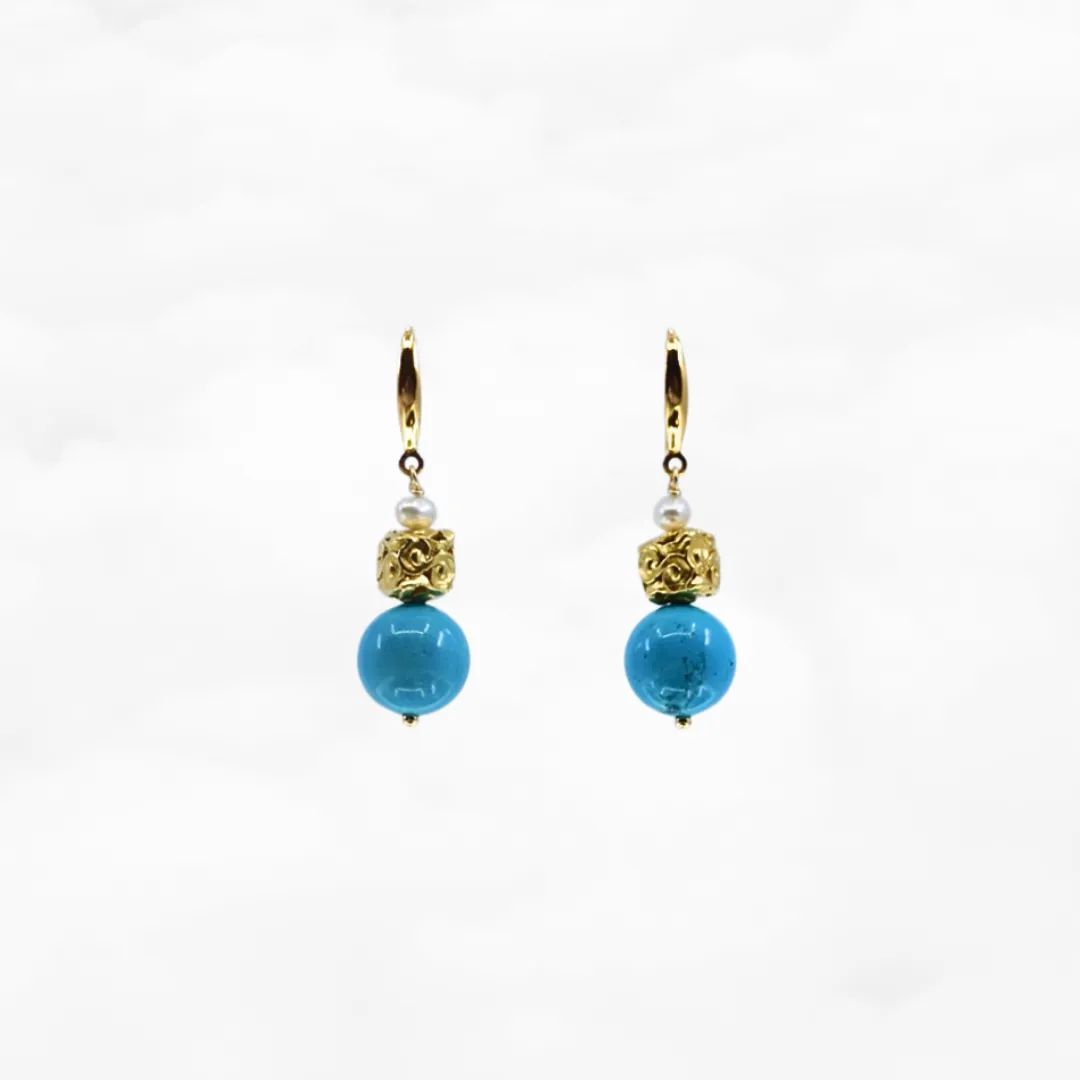 Turquoise Auspicious Clouds Earrings Gold