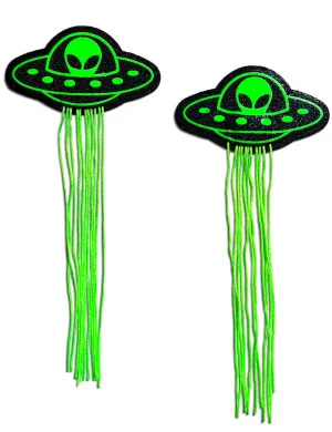 UFO TASSEL NIPPLE PASTIES - GLOW IN THE DARK