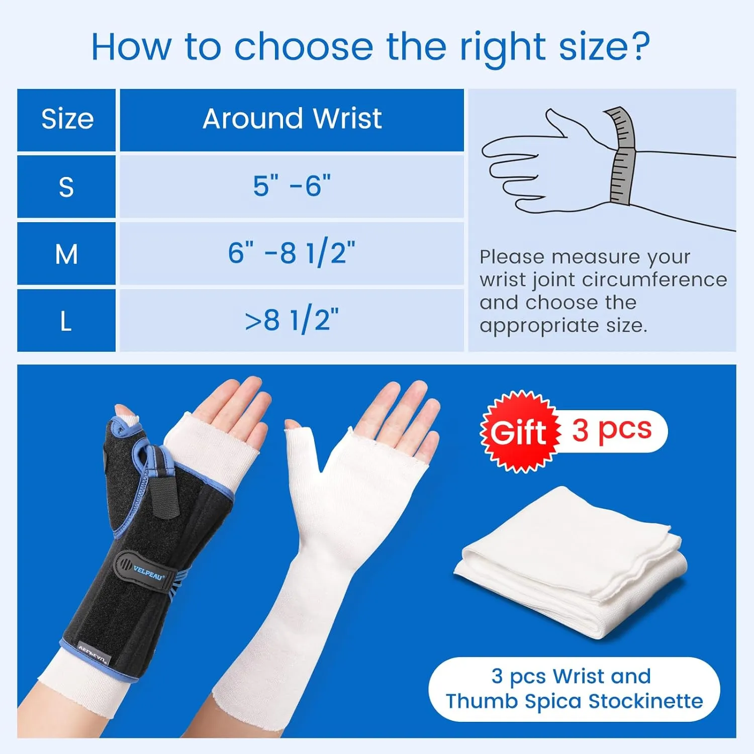 Wrist Brace with Thumb Stabilizer - Drawstring Version